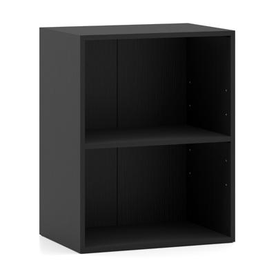 Boekenkast met 2 Open Vakken Opbergmeubel met 3 Niveaus en Verstelbare Plank met 5 Standen Houtnerf 42 x 29,5 x 53,5 cm-Zwart