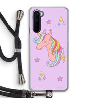 Roze eenhoorn: OnePlus Nord Transparant Hoesje met koord
