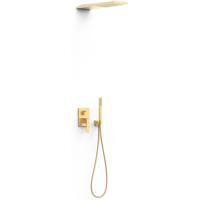 Regendouche set Tres Slim | Inbouw | Mengkraan | 2-weg | Vierkant | 24k Goud mat