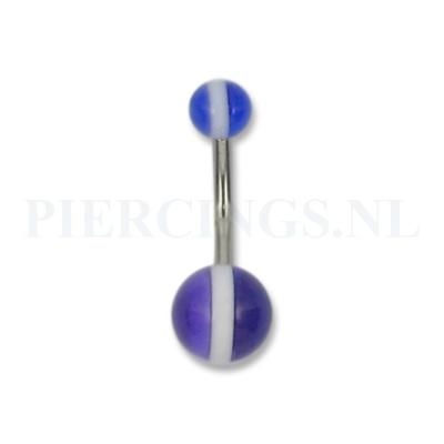 Navelpiercing acryl paars met witte streep