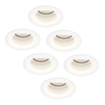 HOFTRONIC™ 6x Mari LED inbouwspot verzonken - 3.8 Watt - Daglicht wit 6000K - GU10 LED module - Dimbaar - Lagere inbouwdiepte - voor binnen en buiten - Wit