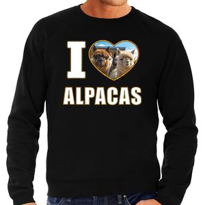 I love alpacas sweater / trui met dieren foto van een alpaca zwart voor heren