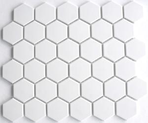 Porcelain Vintage White Matt Big mozaiek hexagon 51x59 mm wit mat