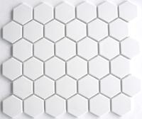 Porcelain Vintage White Matt Big mozaiek hexagon 51x59 mm wit mat