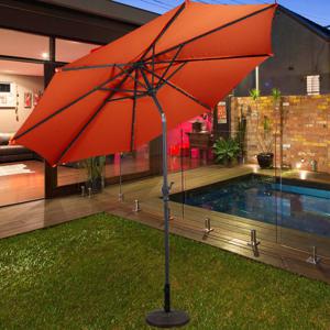 300 cm Parasol Tuinparasol met 30° Zwengel Terrasparasol met 8 Ribben voor Tuin Balkon Terras Oranje