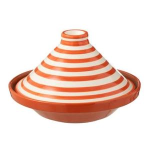 J-Line Tagine Granada Stripes Ceramic White|Orange