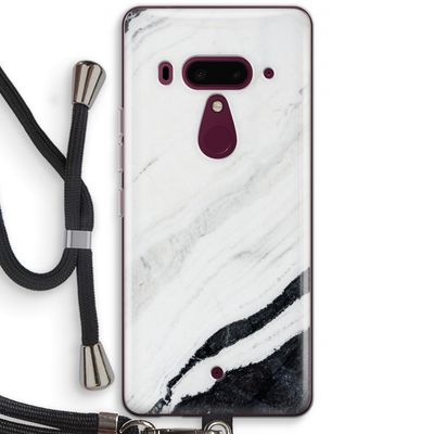 Elegante marmer: HTC U12+ Transparant Hoesje met koord