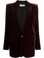 Saint Laurent blazer en velours à simple boutonnage - Rouge