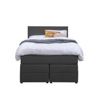 Leen Bakker - Boxspring Met Opbergruimte Liv Egaal - Antraciet - 120x200 Cm - Stof - Grijs