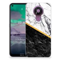 Nokia 3.4 | TPU | Siliconen hoesje | Marmer Wit Zwart - Origineel Cadeau Man