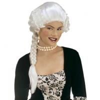 Widmann Hertogin pruik - dames - lang haar - vlecht - wit