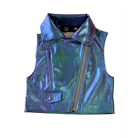 Dutch Dream denim zomer gilet metallic - blauw - Bara - thumbnail