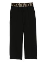 Versace Kids pantalon droit à bande Greca - Noir