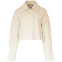 Floria Collective Dames Blazer June in het Beige - Handgemaakt Cropped Jasje van Linnen - Boxy Fit met Kraag en Wijde Mouwen