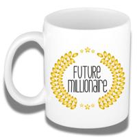 Cadeau koffie/thee mok - collega / baas - Future Millionaire - wit - 300 ml - keramiek