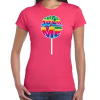 Gay Pride shirt - suck me - regenboog - dames - roze - thumbnail