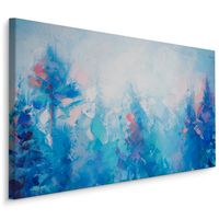 Schilderij - Abstract winterlandschap, aquarel, print op canvas, blauw/rood - thumbnail