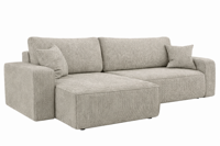 OP=OP Hoekbank Pim XL -Ribstof Beige - Universeel - Slaapbank met opbergruimte