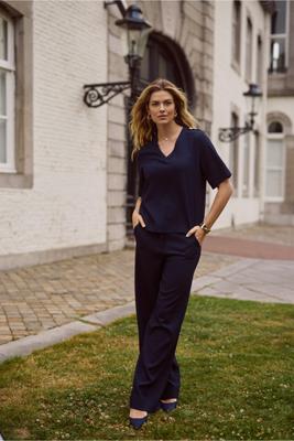 Lexie waffle trousers - dark blue - 13074