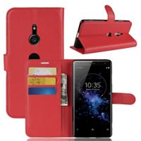 Litchi textuur horizontale Flip lederen draagtas met portemonnee & houder & kaartsleuven voor Sony Xperia XZ3 (rood)