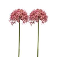 Allium/Sierui kunstbloem - 2x - losse steel - roze - 62 cm - Natuurlijke uitstraling