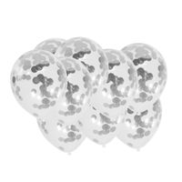 8x stuks transparante ballon zilveren confetti 30 cm