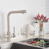 Keukenkraan met Filterfunctie - Enkel Handvat | Chroom/Zwart | Warm & Koud Water | Dekgemonteerd
