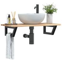Badkamer wandschap staal en massief acaciahout Badkamer wandschap staal en massief acaciahout