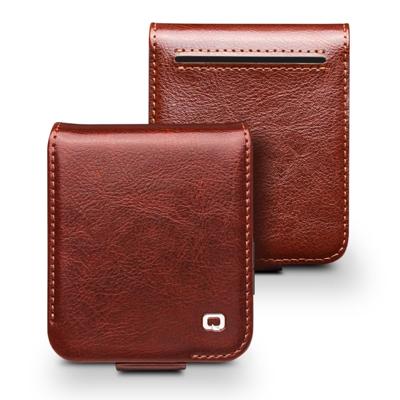 Qialino Samsung Galaxy Z Flip 7 FE / Z Flip6 hoesje - Leren Flipcase - Donkerbruin