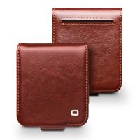 Qialino Samsung Galaxy Z Flip 7 FE / Z Flip6 hoesje - Leren Flipcase - Donkerbruin
