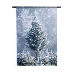 Wandkleed Kerstboom in de Winter 120x180 Wit Garen