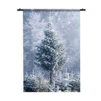Wandkleed Kerstboom in de Winter 120x180 Wit Garen - thumbnail