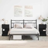 Nachtkastje 2 pcs Zwart Eiken 40 x 35 x 65 cm Bewerkt hout