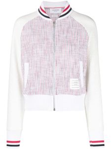 Thom Browne veste en tweed à bande tricolore - Blanc