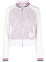 Thom Browne veste en tweed à bande tricolore - Blanc