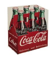 Coca-Cola 6-Pack Emaille Bord - 30 x 35 cm - Ande Rooney 1990&apos;s - thumbnail