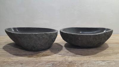 Waskommen riviersteen set RL250322AB, 52x36x15 cm