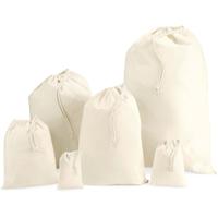 Katoenen canvas opberg zakje/tasje met afsluitkoord - 10x stuks - wit - 10 x 15 cm - cadeau tasjes