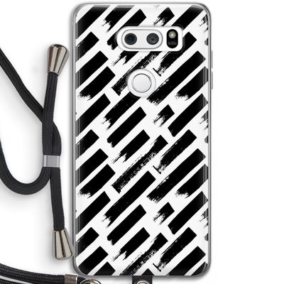 Zwarte vegen: LG V30 Transparant Hoesje met koord
