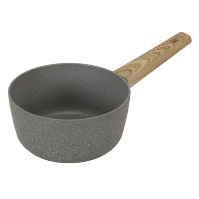 Steelpan/sauspan Sunrise - Alle warmtebronnen - Grijs - Dia 20 cm - handvat hout effect - aluminium