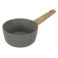Steelpan/sauspan Sunrise - Alle warmtebronnen - Grijs - Dia 20 cm - handvat hout effect - aluminium