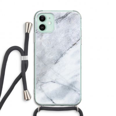 Witte marmer: iPhone 11 Transparant Hoesje met koord