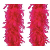 Carnaval verkleed veren Boa - 2 stuks- fuchsia roze - 180 cm - Verkleed boa - thumbnail