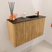 Toiletmeubel Mondiaz Joya Dlux | 70 cm | Meubelkleur Oak | Faye wastafel Lava Wasbak Rechts | 1 kraangat