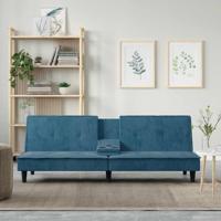 Slaapbank met bekerhouders fluweel blauw Slaapbank met bekerhouders fluweel blauw