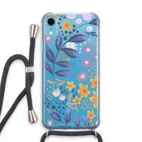 Flowers with blue leaves: iPhone XR Transparant Hoesje met koord