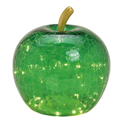 Appel met 30 leds, met timer, van donkergroen glas (B/H/D) 22x24x22cm