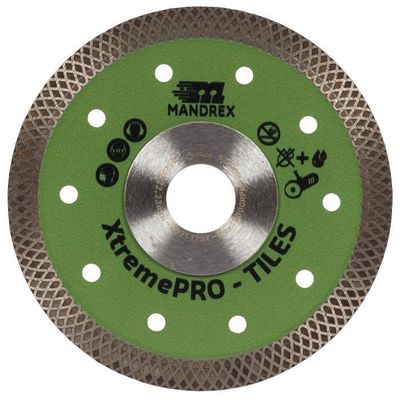Diamantzaagblad 125mm Tegels Xtremepro Mandrex voor de haakseslijper