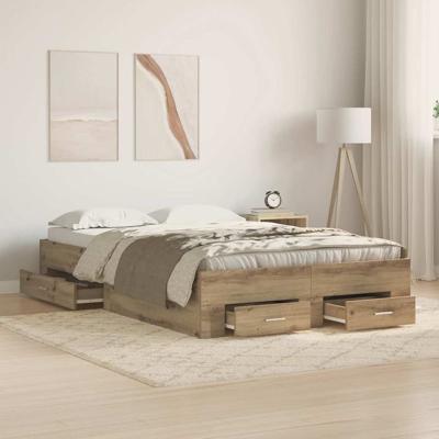 Bedframe met lades artisanaal eikenkleurig 120 x 200 cm