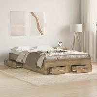 Bedframe met lades artisanaal eikenkleurig 120 x 200 cm